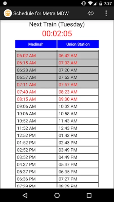 Schedule for Metra - MDW for Android: Real-Time Schedules & Budget Calculator