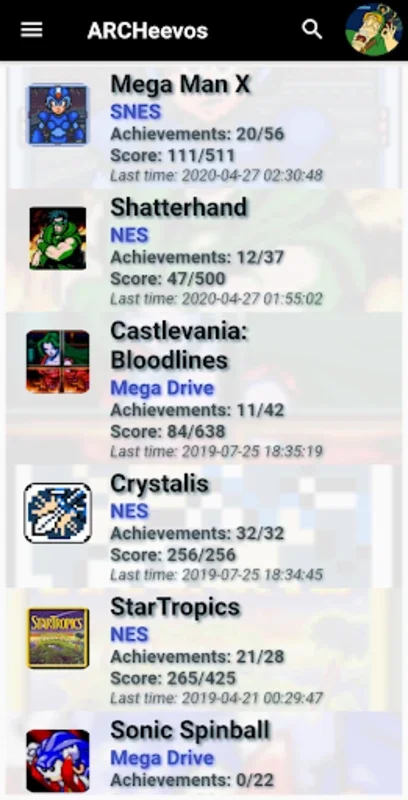 ARCHeevos for Android - Track Retro Gaming Achievements