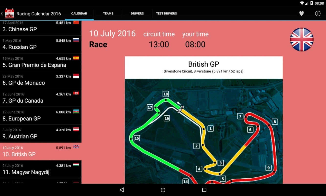 Racing Calendar 2023 for Android - Track Formula 1 Races