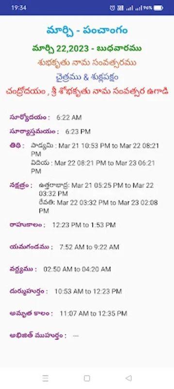 Telugu Calendar 2023 for Android - Comprehensive Astrological Insights