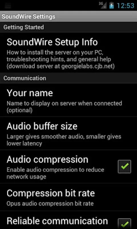 SoundWire for Android - Stream Music from PC to Phone