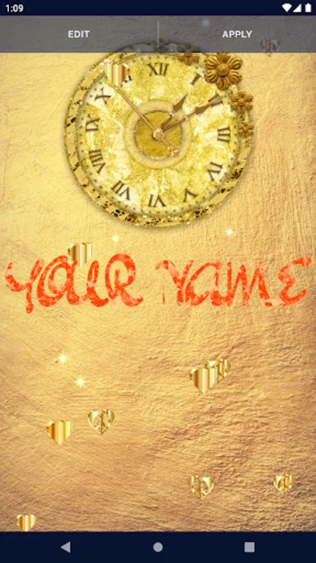 Gold Glitter Clock Wallpaper for Android - Visual Customization