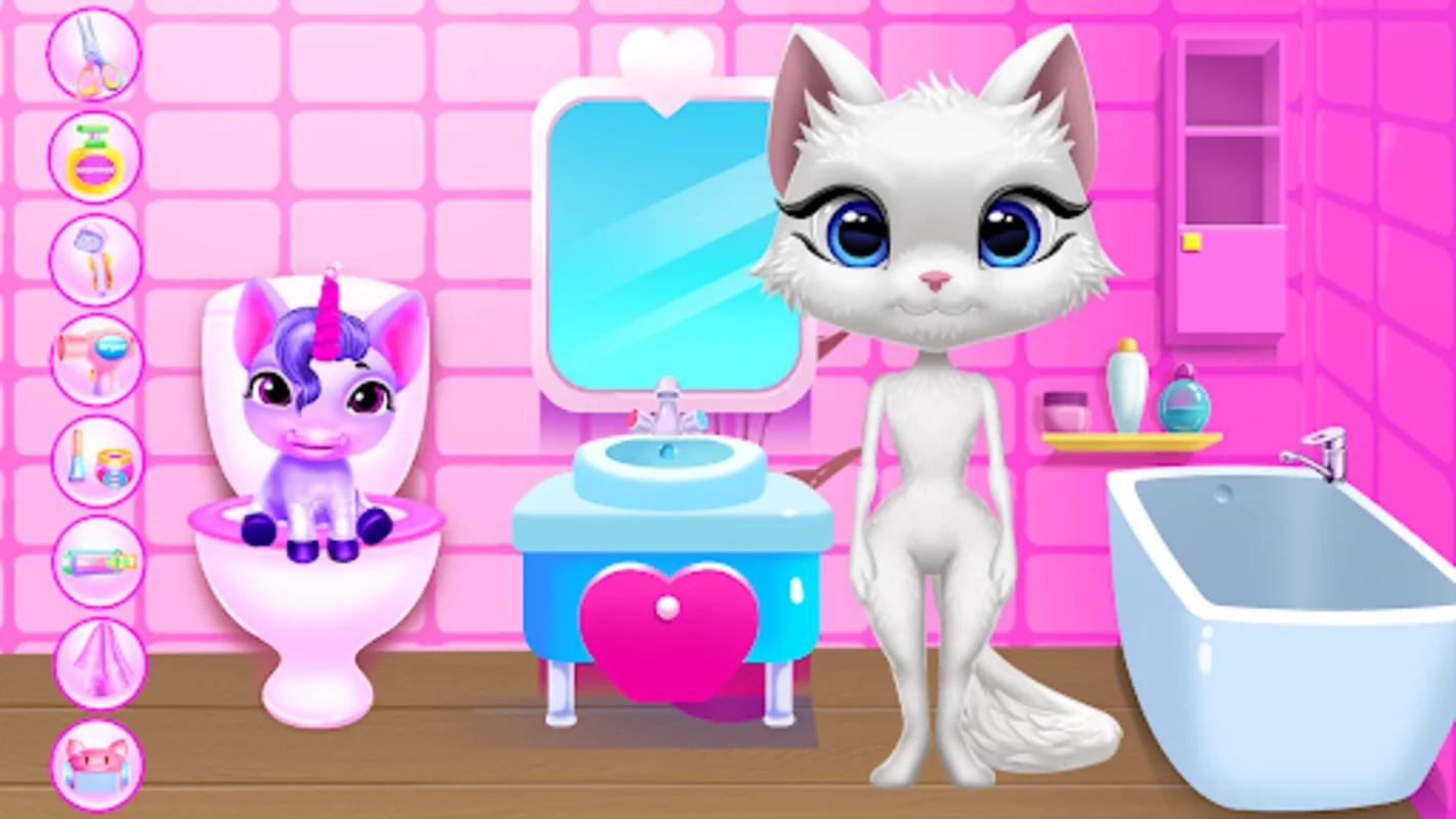 Kitty Kate And Little Unicorn for Android - Fun Pet Care Game