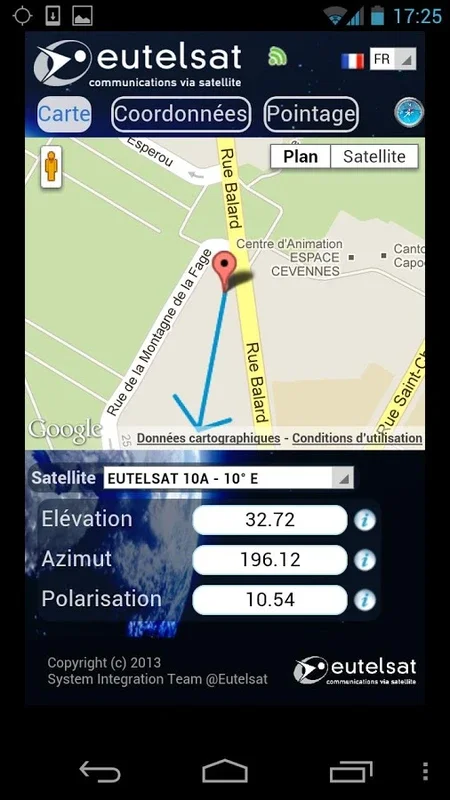 Eutelsat Satellite Finder for Android: Precise Alignment