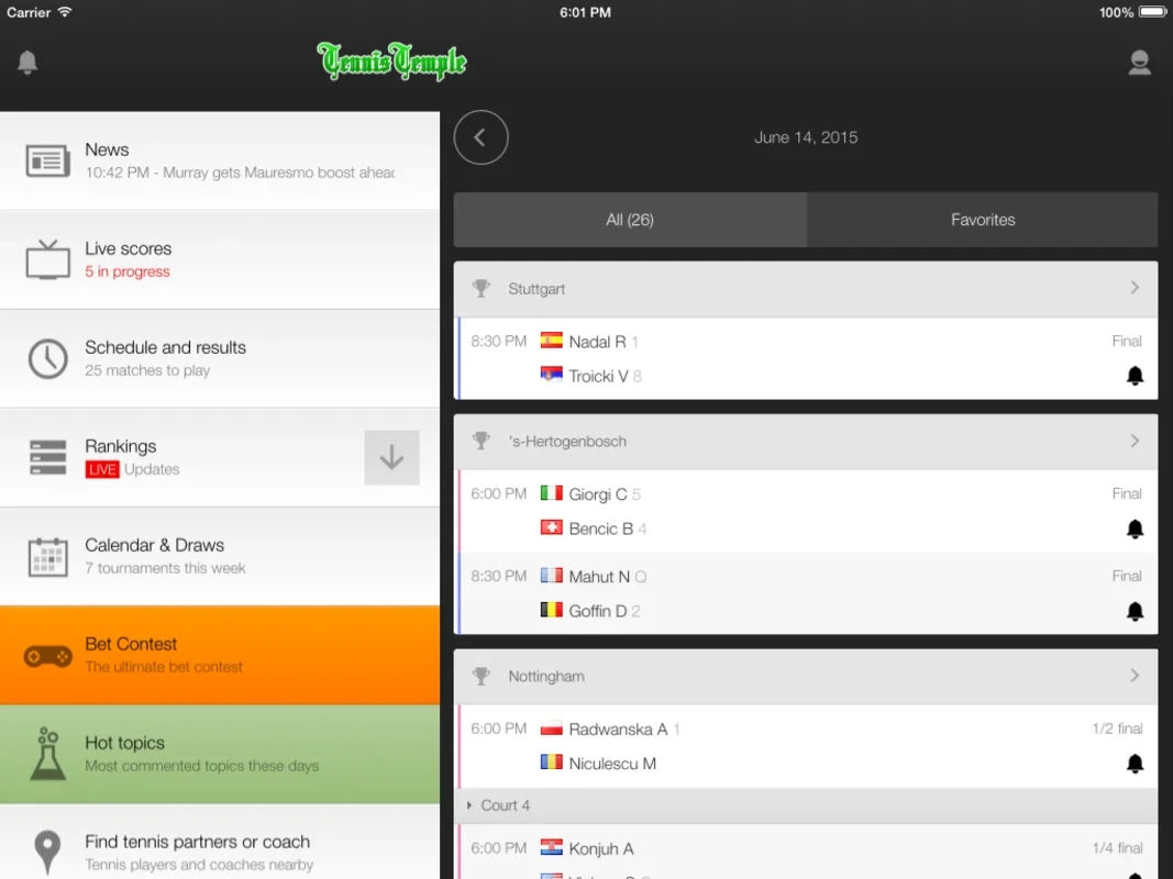 Tennis Temple Beta for Android: Real - Time Tennis Updates