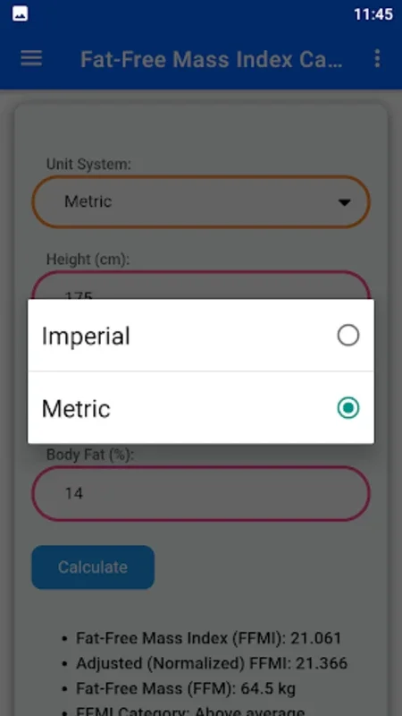 Fat-free Mass Index Calculator for Android: Calculate Body Metrics