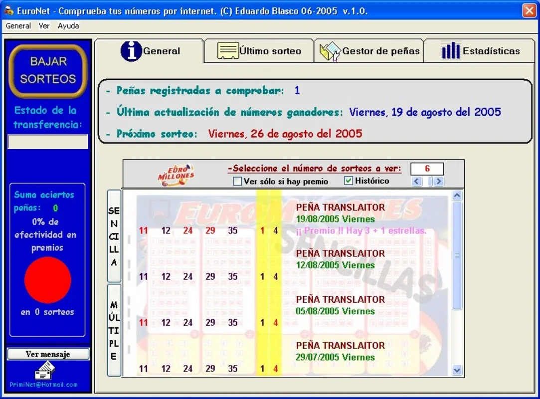 EuroNet for Windows - Track EuroMillones Numbers