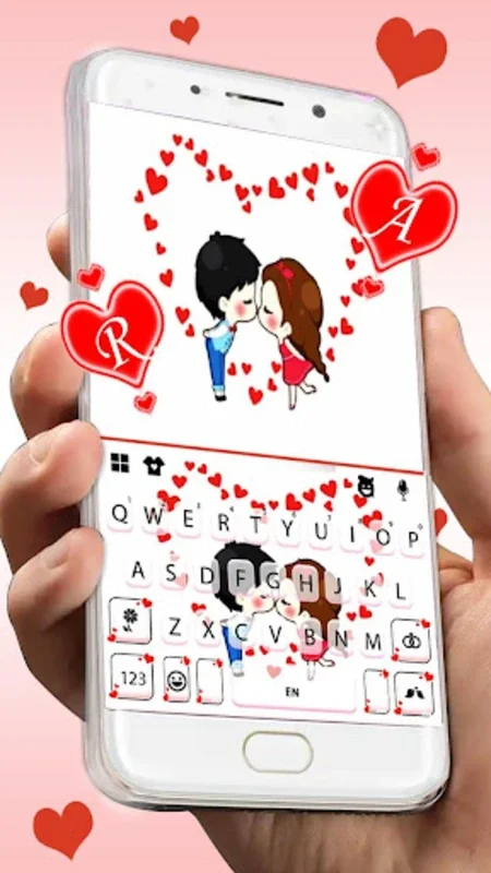 Cartoon Couple Hearts for Android - Customize Keyboard with 150+ Languages