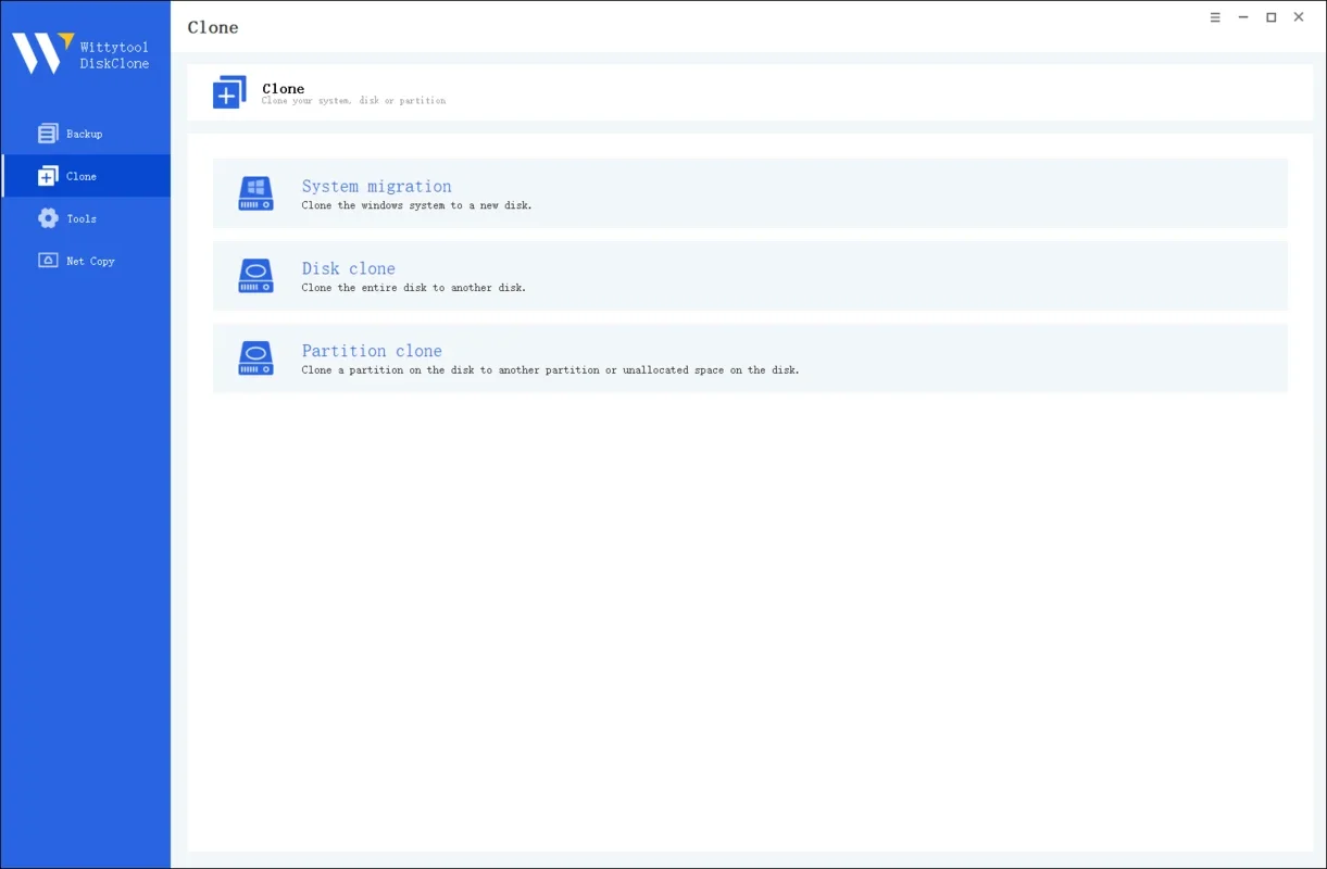 Wittytool DiskClone for Windows - Efficient Disk Cloning
