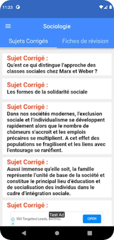 Sociologie : Sujets Corrigés for Android - Enhance Your Sociology Learning