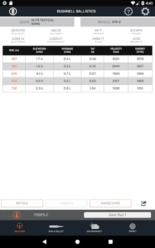 Bushnell Ballistics for Android: Precise Ballistics Calculations