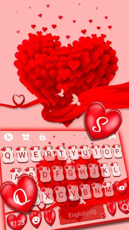 Valentine Red Hearts Theme for Android - Stylish Keyboard