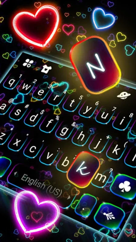 Neon Hearts Keyboard Theme for Android: Customizable & Stylish