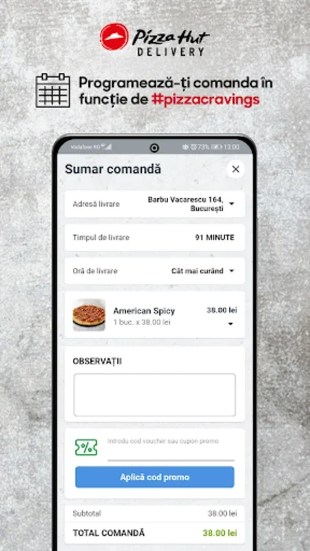 Pizza Hut Delivery Romania for Android - Order with Ease