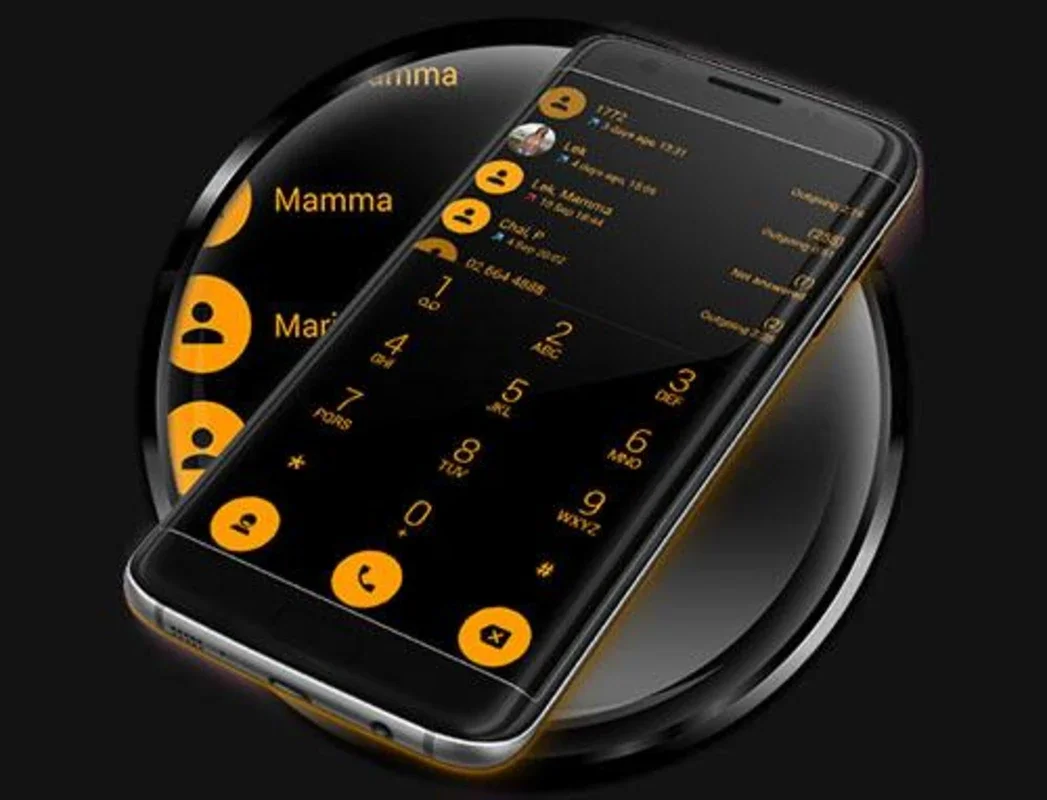 ExDialer Flat BlackOrange Theme for Android - Sleek Interface