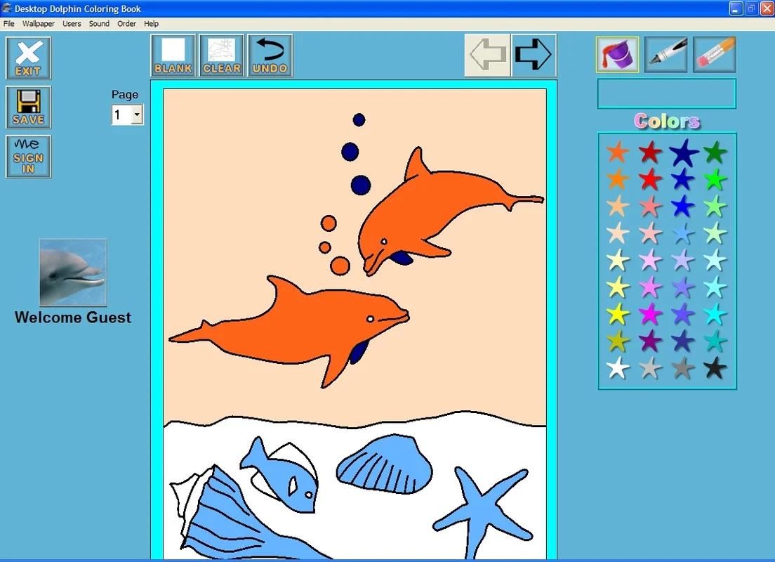 Desktop Dolphin Coloring Book for Windows - Fun Creativity