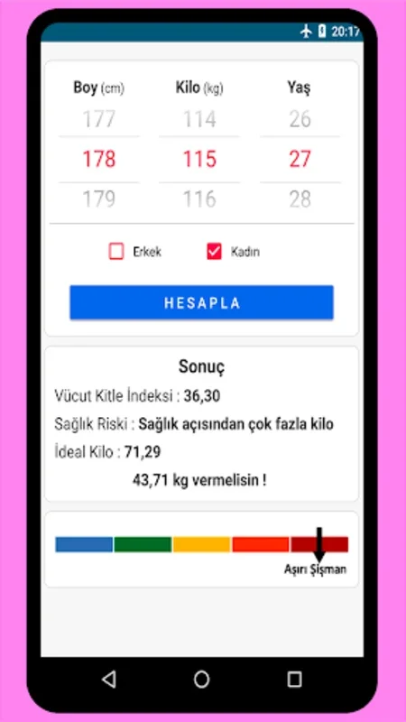 İdeal Kilo Hesaplama for Android - Calculate BMI Easily