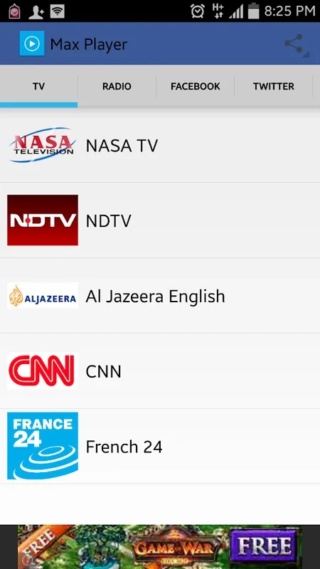 Max Player for Android - Stream TV & Radio Easily