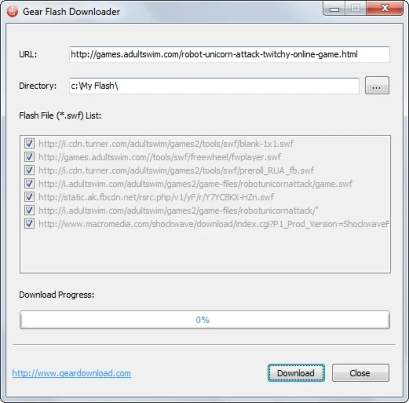 Gear Flash Downloader for Windows - Efficient SWF File Downloading