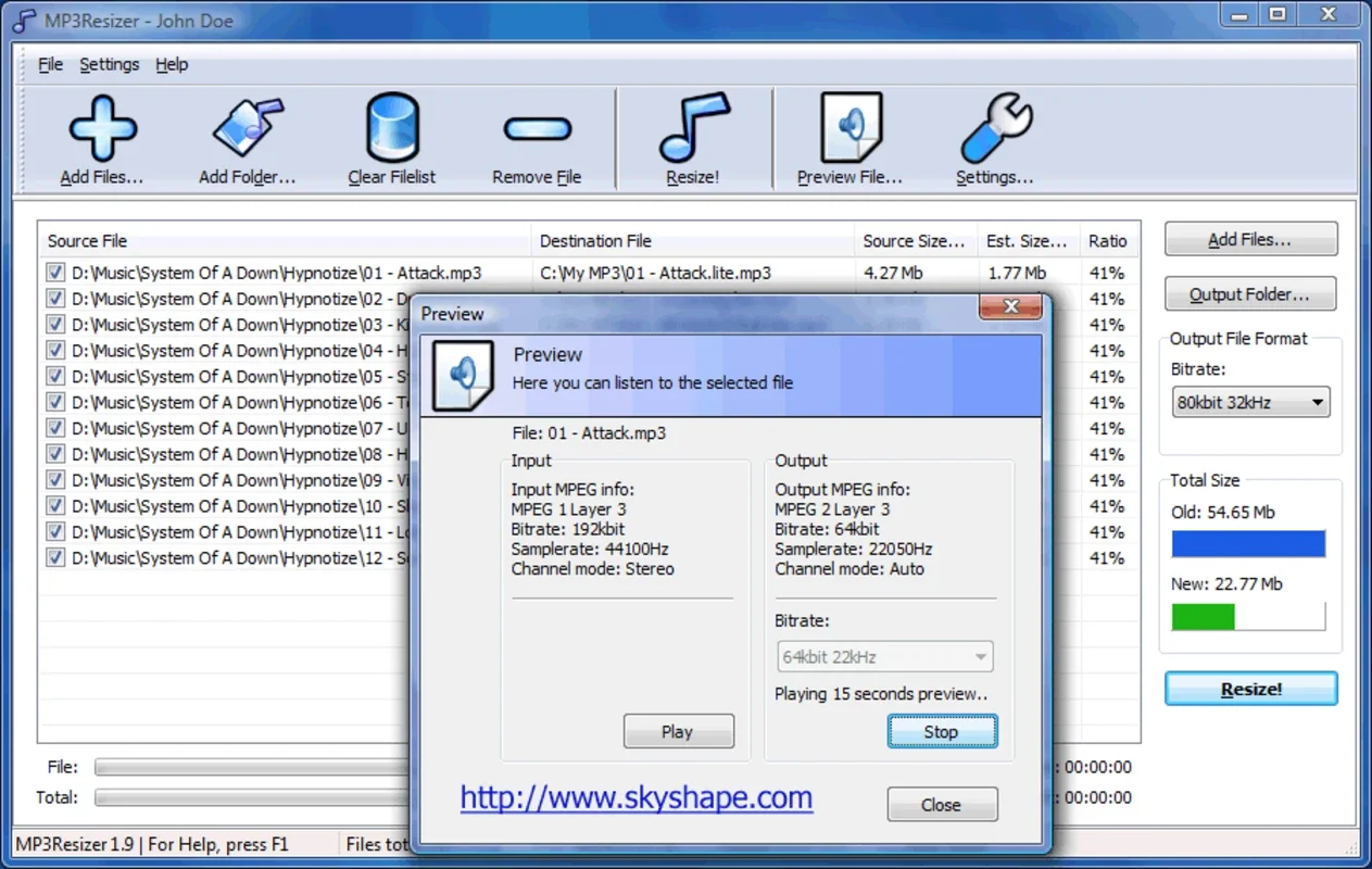 Mp3Resizer for Windows - Compress and Store More MP3s