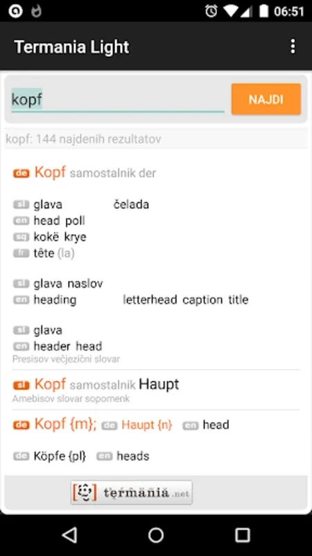 Termania Light - slovarji for Android: Multilingual Dictionaries