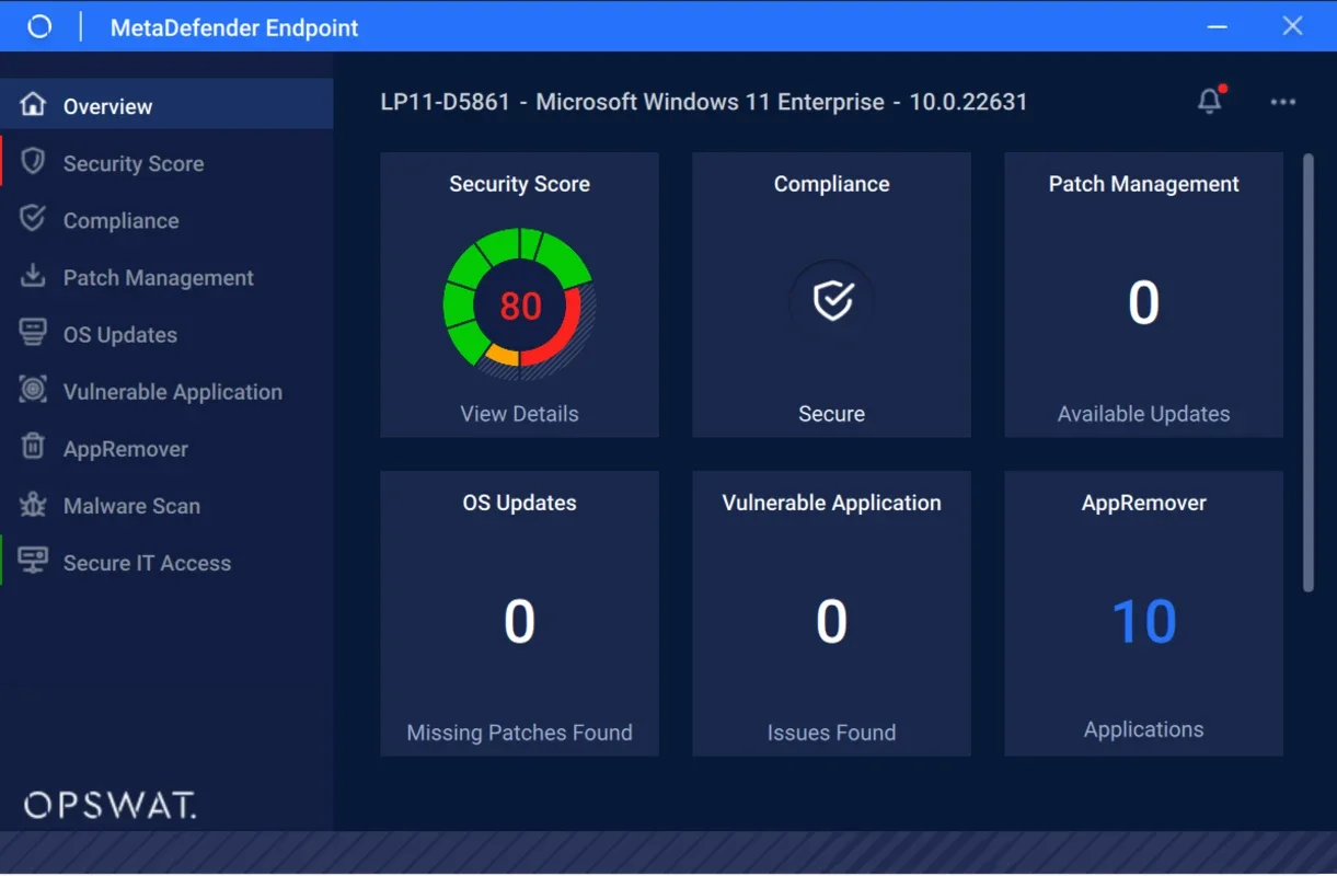 OPSWAT Security Score for Windows - Robust Cyber Defense