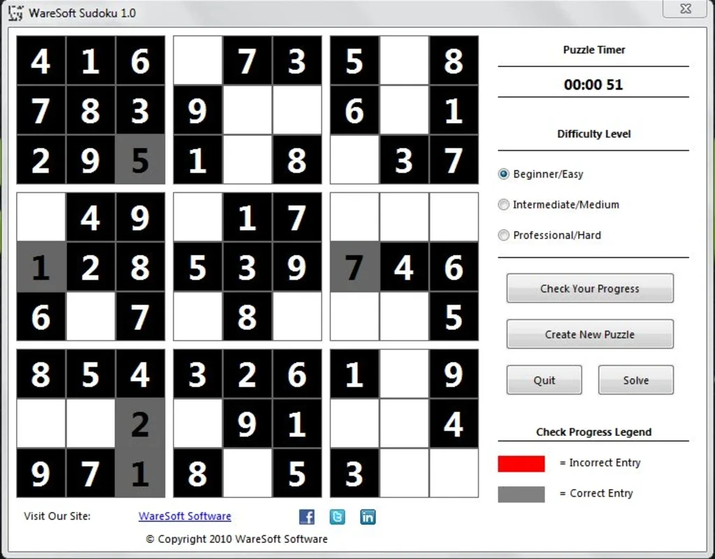 WareSoft Sudoku for Windows - Endless Sudoku Puzzles