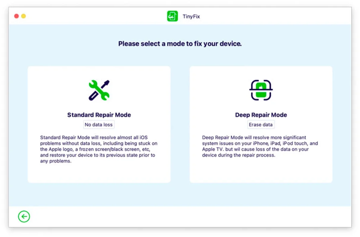 TinyFix for Mac - Fix iOS System Issues Easily