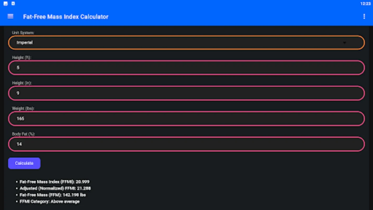 Fat-free Mass Index Calculator for Android: Calculate Body Metrics