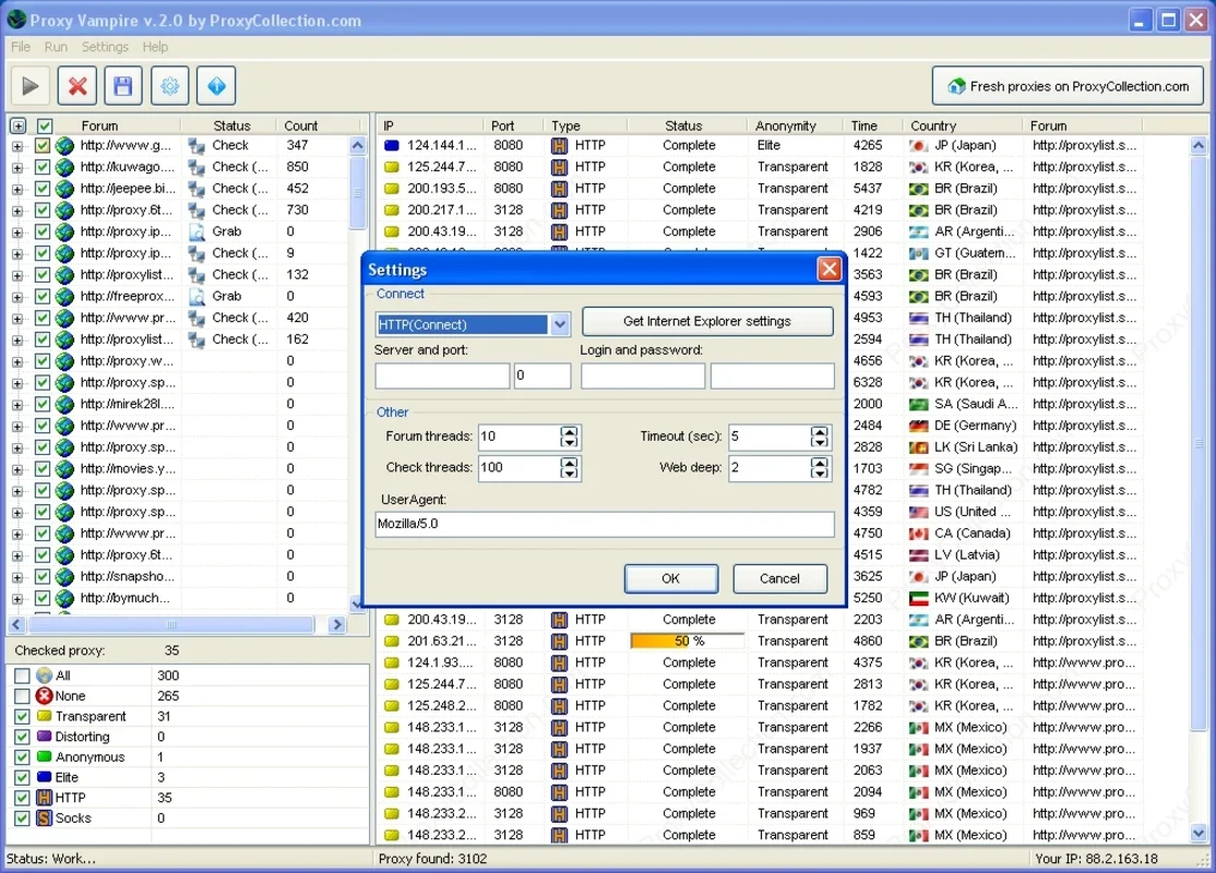 Proxy Vampire for Windows - Free Proxy Detection Tool