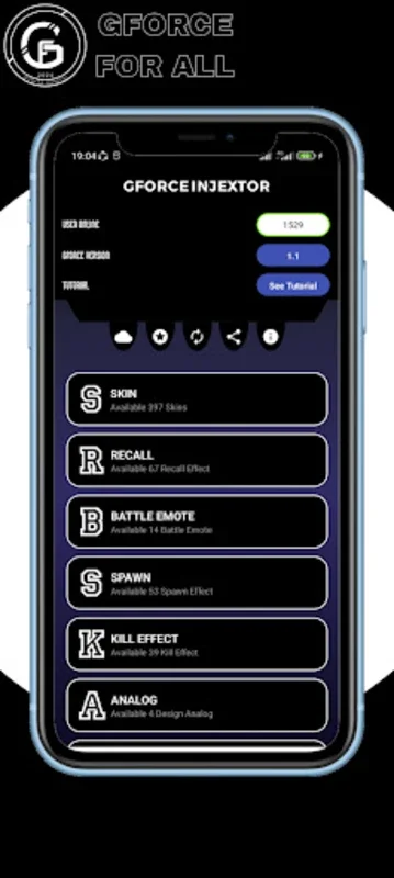 GForce Injextor for Android - Unlock All Game Skins