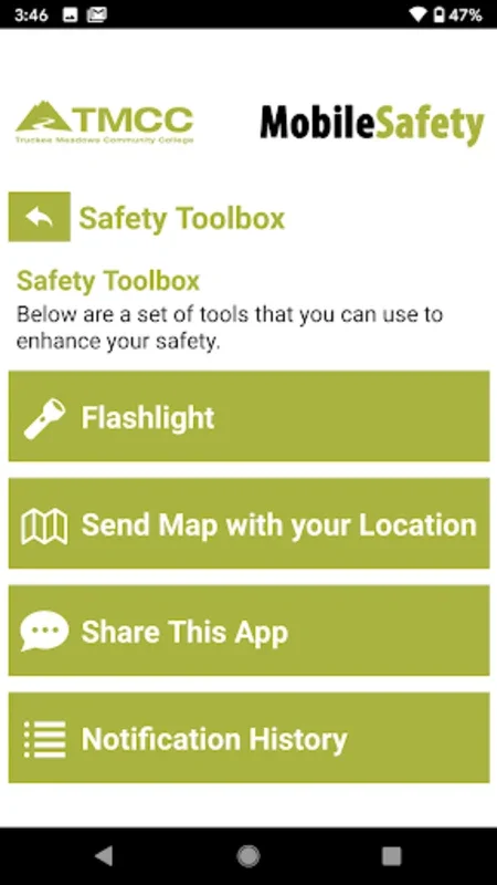 Mobile Safety - TMCC for Android: Enhancing Campus Security