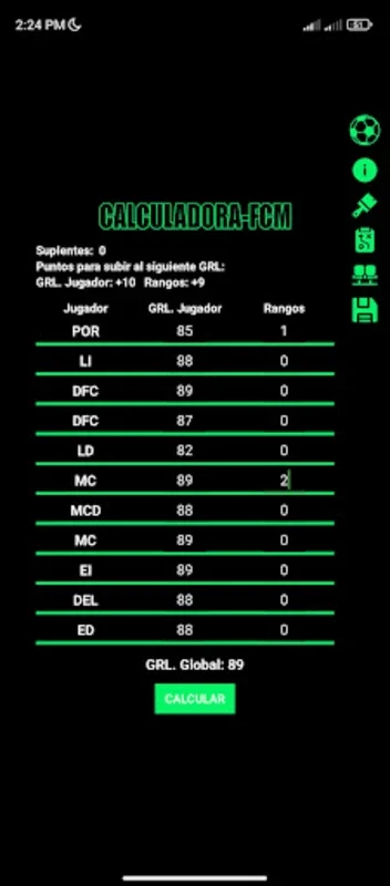 Calculadora FM Grl V2 for Android - Optimize Team Ratings