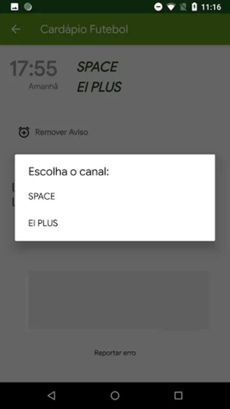 Cardápio Futebol for Android - Find Live Football Broadcasts