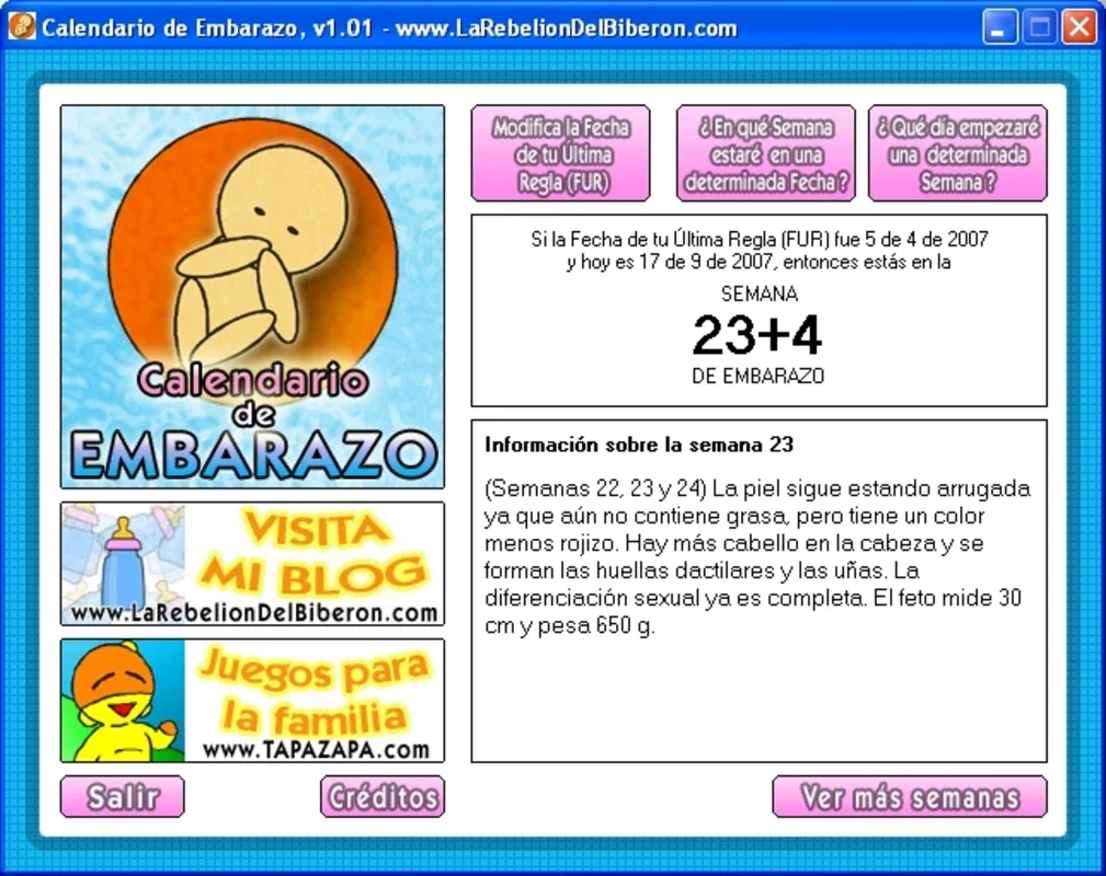 Calendario de Embarazo for Windows - Track Fetus' Gestation Weeks