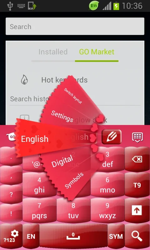 Pink Keyboard Hearts Glow for Android - Stylish Typing Interface