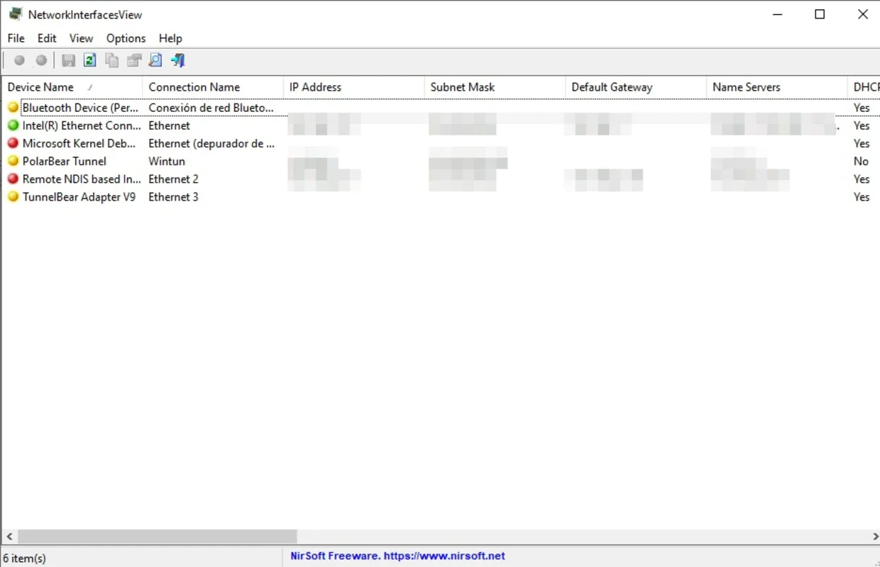 NetworkInterfacesView for Windows - View Network Adapters Easily