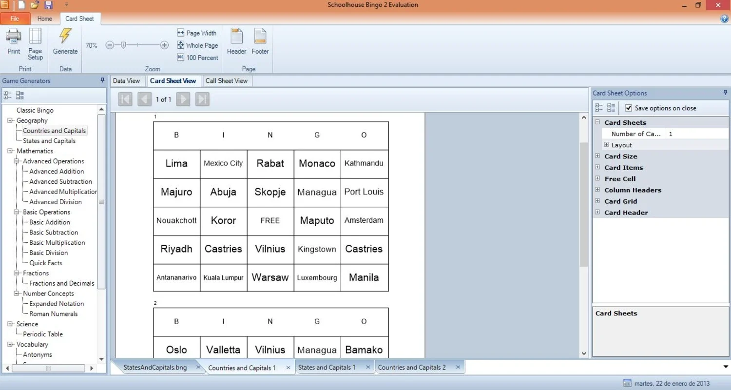 Schoolhouse Bingo for Windows - Make Learning Fun