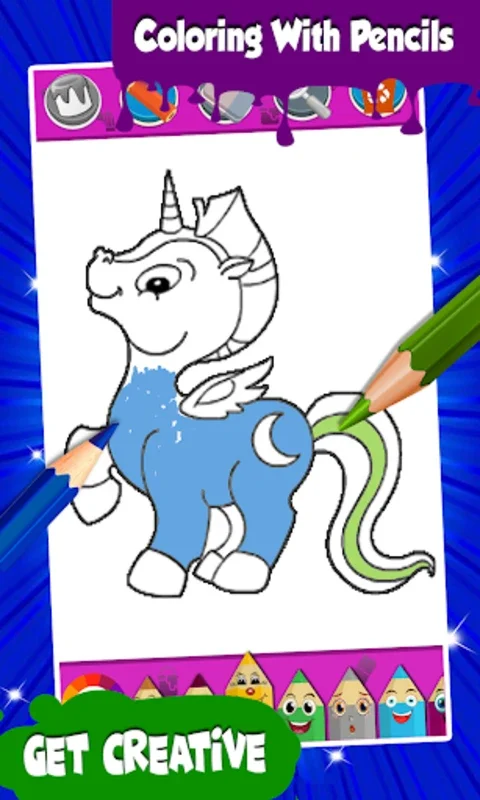 Sparkles Unicorn Coloring Page for Android - Fun Coloring App