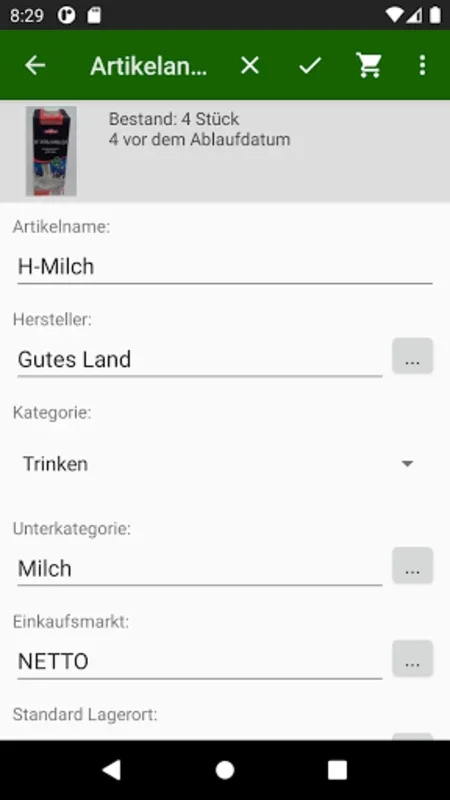 Vorratsübersicht for Android - Manage Food Supplies Easily