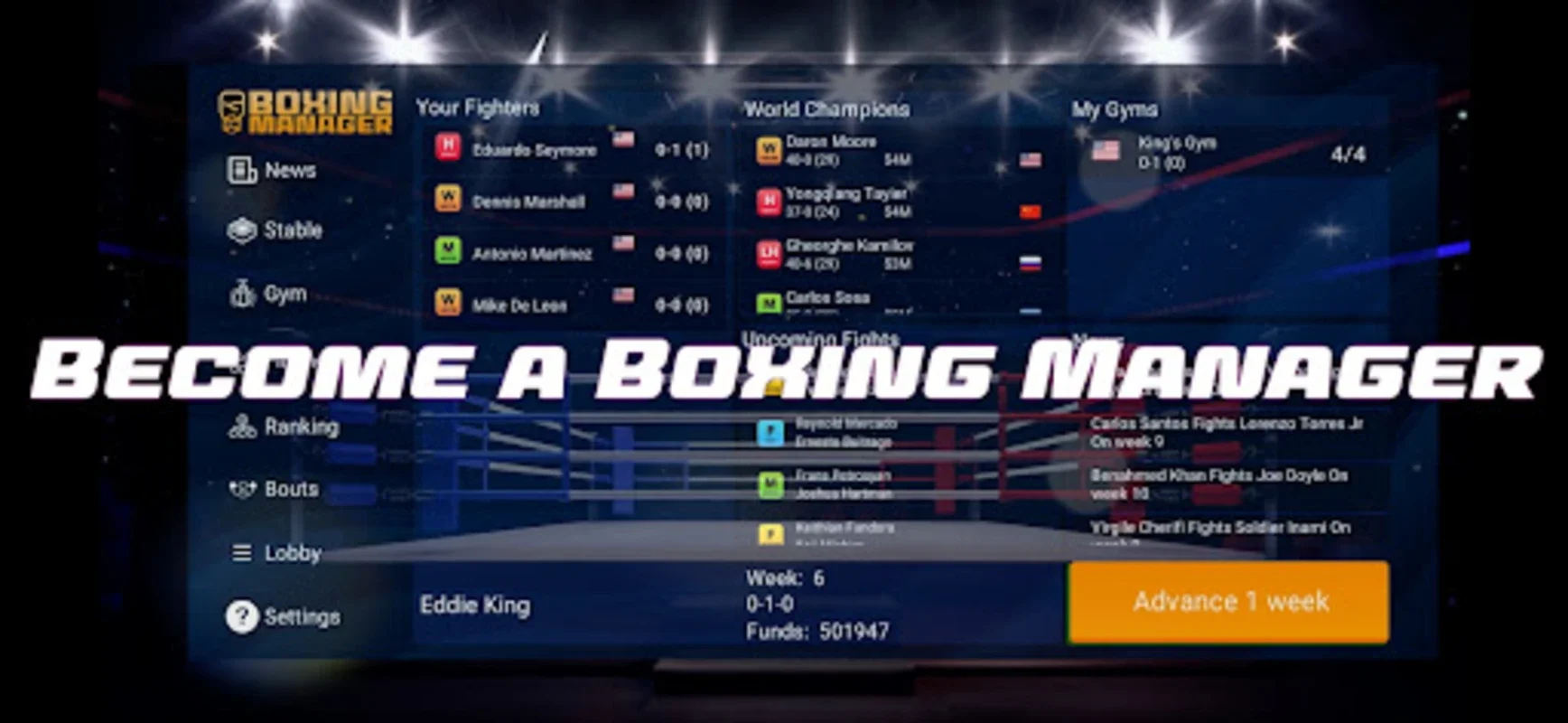 Boxing Manager for Android - Manage Gyms and Champions