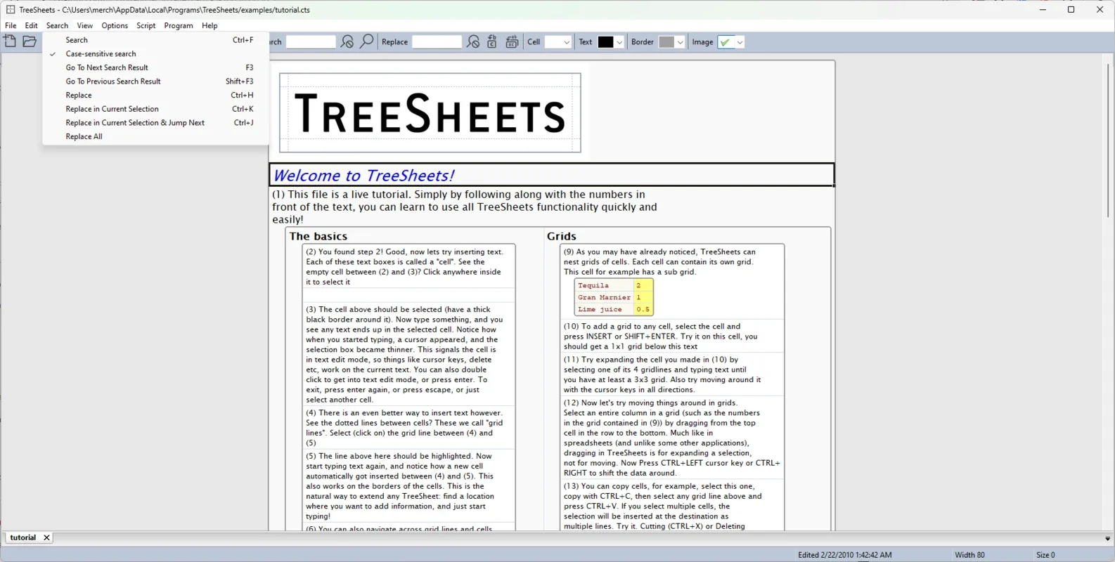 Treesheets for Windows - A Free Data Management Tool