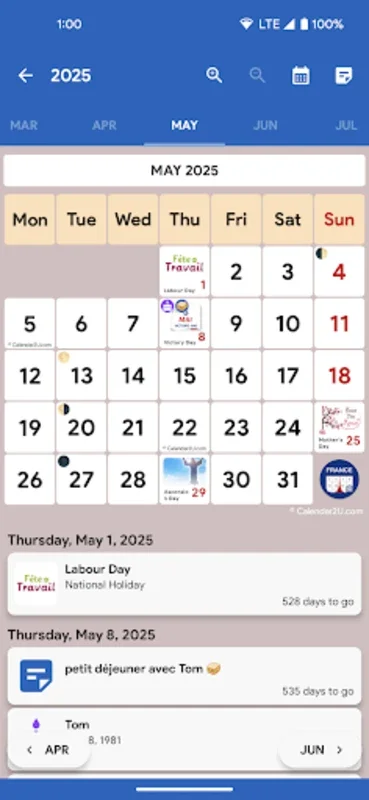 France Calendar for Android - Sync with Google Calendar