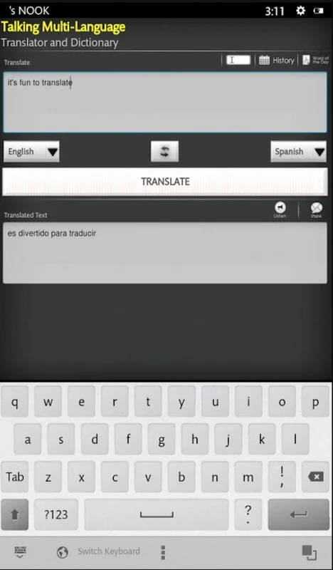 Talking Translator/Dictionary for Android: Seamless Translation