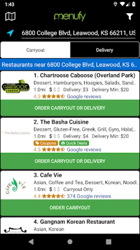 Menufy Food Delivery & Carryou for Android: Convenient Eating