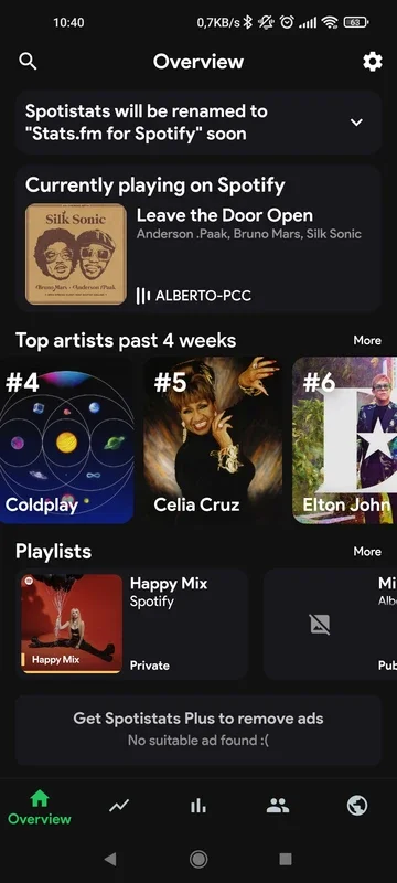 Spotistats for Spotify on Android - Advanced Stats at Your Fingertips