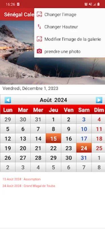 Sénégal Calendrier for Android - Customizable Calendar