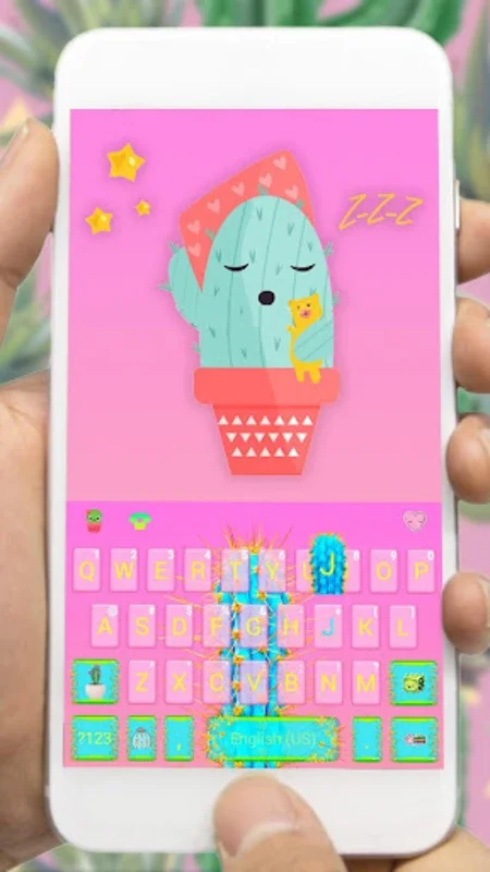 Pink Cartoon Cactus Keyboard Theme for Android: Stylish & Functional