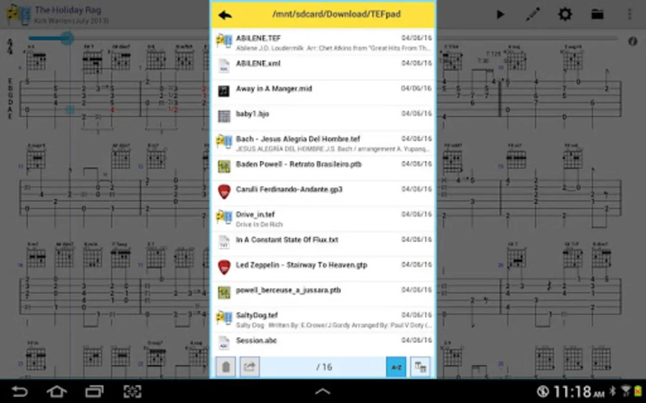 TEFpad for Android - Versatile Music Tablature Editor