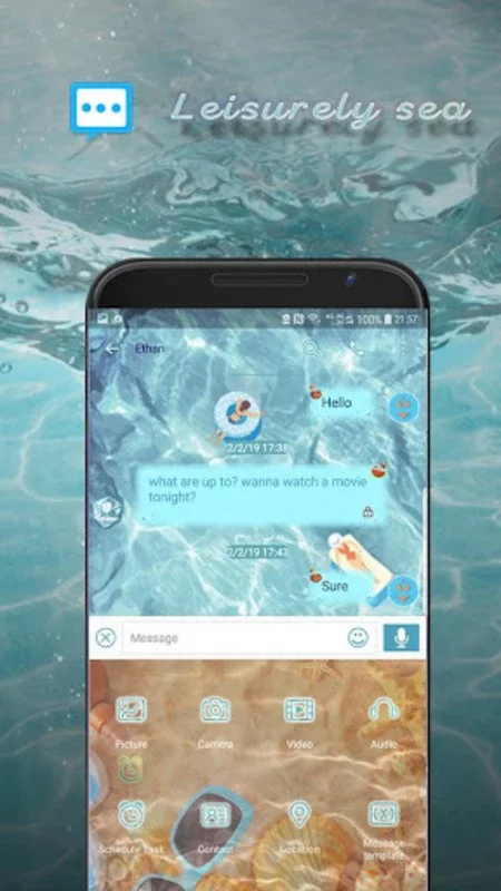 Leisurely sea skin for Next SMS on Android - No Download Needed